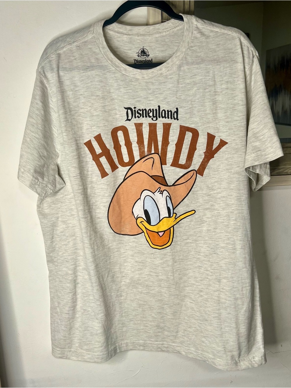 Disneyland Light Heather Tee with Brown & Black Cowboy Graphic